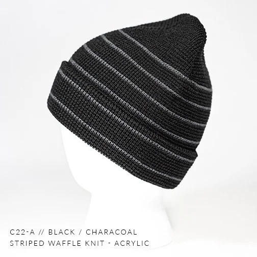 c22-A // Striped Waffle Custom Beanie - Acrylic — CAPTUER